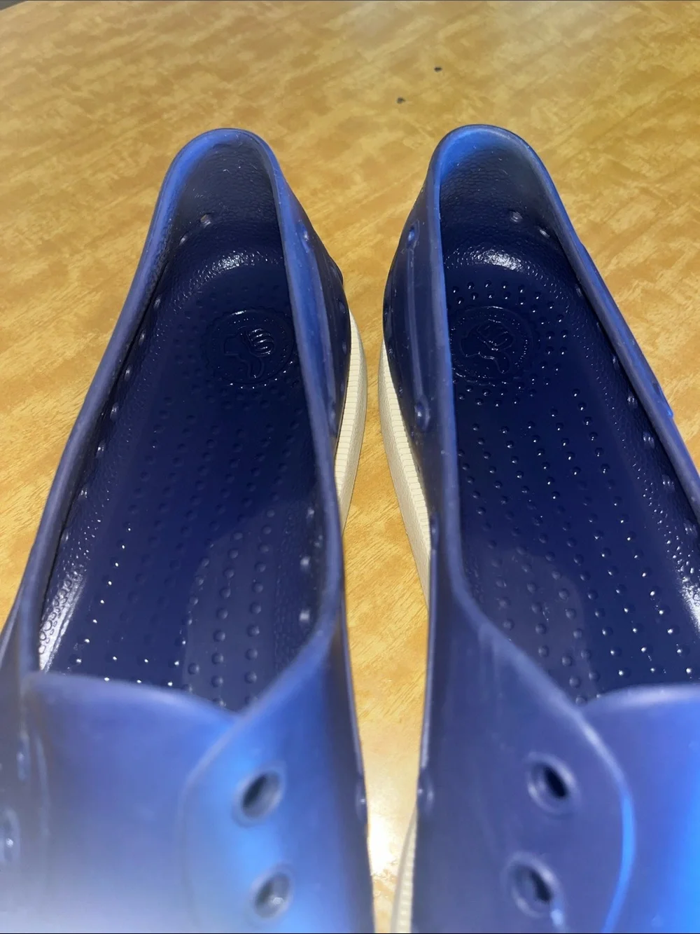 Native Men's Slip-On Boat Shoes in Blue with White Trim Size 12